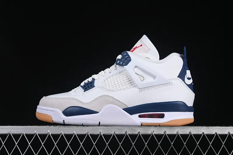 All categories Air Jordan Jordan series basketball shoes Air Jordan 4 Nk SB x Air Jordan 4 "Navy" AJ4 Joe 4 joint white and blue DR5415-100